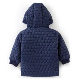 Babyoye Textured Full Sleeves  Hooded Jacket - Navy Blue image 2