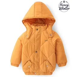 Babyoye Textured Full Sleeves Hooded  Jacket - Yellow-picture-13