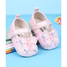 Babyoye Velcro Closure Booties with Butterfly Applique & Glitter Detailing - Pink-picture-23