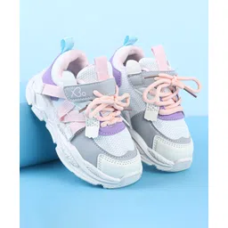 Babyoye Velcro Closure Sneakers with Logo Print - Pink-picture-19