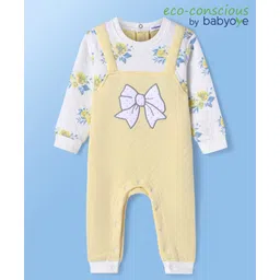 Babyoye Woven Full Sleeves Floral Printed Quilted Winter Wear Romper - White & Yellow-picture-24
