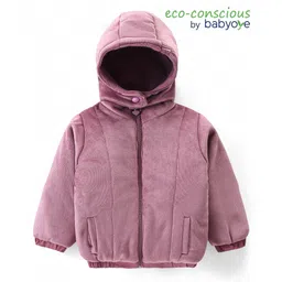 Babyoye Woven Full Sleeves Solid Colour Hooded Textured Jacket - Pink-picture-31