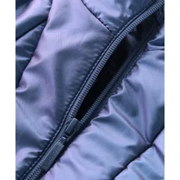Babyoye Woven Full Sleeves Solid Colour Padded Hooded Jacket - Blue image 3