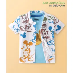 Babyoye Disney Cotton Half Sleeve Shirt With T-Shirt  Mickey Mouse Graphics - Multicolor-picture-23