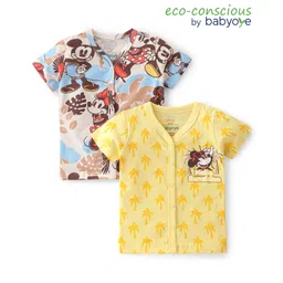 Babyoye Disney Interlock Cotton Knit Half Sleeves Front Open Jhablas with Mickey Mouse Graphics Pack of 2 - Multicolour-image-9