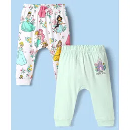 Babyoye Disney Interlock Knit Full Length Diaper Leggings With Disney Princess Graphics Pack Of 2 - White & Light Green-image-30