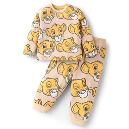 Babyoye Disney Interlock Knit Full Sleeves Co-Ord Night Suit With Lion King Print - Light Brown-picture-20