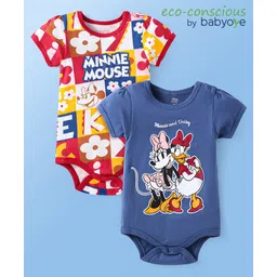 Babyoye Disney Interlock Knit Half Sleeves Onesies With Minnie Mouse Graphics Pack of 2 - Blue & Red-image-42