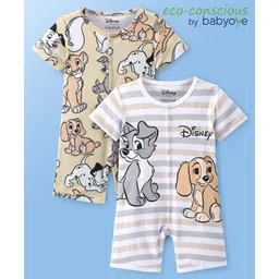 Babyoye Disney Interlock Knit Half Sleeves Romper With Dumbo Print Pack Of 2 - Multicolour-image-33