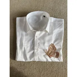 BabyTeen Fashion Boys Golden Wings Embroidered Spread Collar Cotton Party Shirt-picture-23