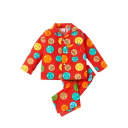 Babywish Kids Lapel Collar Printed Night suit-picture-10
