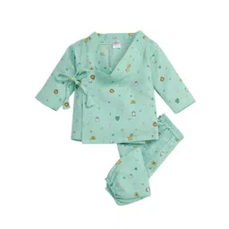 Babywish Kids Printed V-Neck Pure Cotton Jhabla and Pyjamas-picture-52