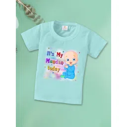 Babywish Kids Typography Printed Round Neck Regular Sleeves Applique Cotton T-shirt-picture-48