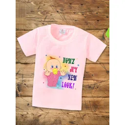 Babywish Kids Typography Printed Round Neck Regular Sleeves Applique Cotton T-shirt-picture-36