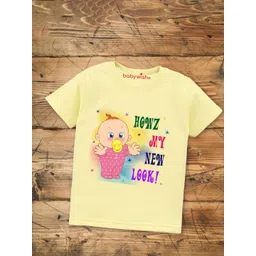 Babywish Kids Typography Printed Round Neck Regular Sleeves Applique Cotton T-shirt-picture-24