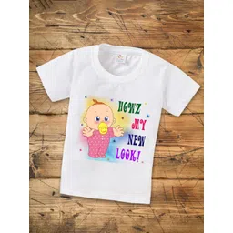 Babywish Kids Typography Printed Round Neck Regular Sleeves Applique Cotton T-shirt-picture-50