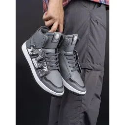 Bacca Bucci Men's PATCH-PLAY Light Grey Ankle High Sneakers-picture-12