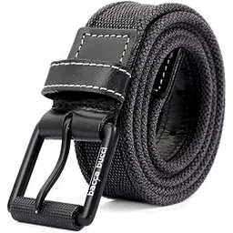 bacca bucci Men's Web Genuine Leather Canvas Water-Washed Belt Breathable Military Tactical Canvas Casual Belt for Men-Grey-picture-18