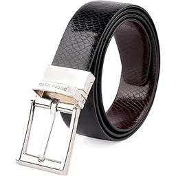 Men's Reversible Classic Dress Belt Italian Top Grain Genuine Leather Black & Brown with Rotating Metal Buckle-Black/Brown-image-48