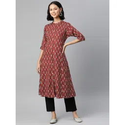Bachuu Floral Printed Mandarin Collar A-Line Regular Kurta-picture-42