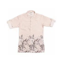 BAD BOYS Cotton Lurex Woven Full Sleeves Floral Printed Kurta Pyjama Set - Peach image 4