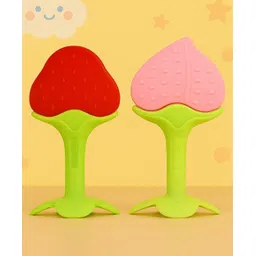 Badal Kidz Silicone BPA Free Natural Tree Shape Teether 100% Bpa Free Non Toxic - Red & Peach (Pack Of 2)-picture-35