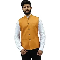 badoliya & sons Nehru Jacket Men's (Mustard)-picture-23
