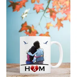 badri creations Couple Name H & M White Coffee Ceramic Coffee Mug-picture-17