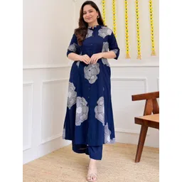 Badrika Women Floral Printed Regular Pure Cotton Kurta with Palazzos-picture-16