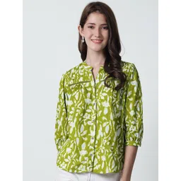 BAESD Abstract Printed Mandarin Collar Cotton Shirt Style Top-picture-37