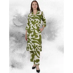 BAESD Abstract Printed V-Neck Pure Cotton Tunic With Trouser-picture-25
