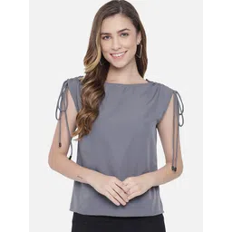 BAESD Boat Neck Lace-Up Regular Top-picture-17