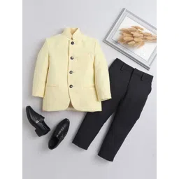 BAESD Boys 2 Piece Mandarin Collar Bandhgala Blazer With Trousers-picture-17