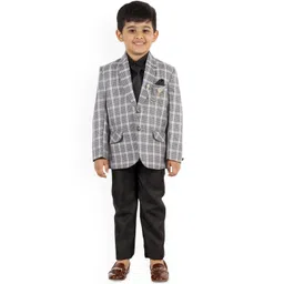 BAESD Boys 3-Pc Checked Regular FitBlazer and Trousers Single-Breasted Suit-picture-51