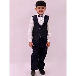 BAESD Boys 3 Piece Navy Blue Solid Long Sleeves Party Suits With Bow-picture-34