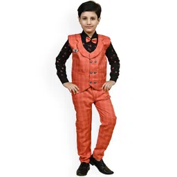 BAESD Boys 3-Piece Pure Cotton Printed Suit With Brooch-picture-30