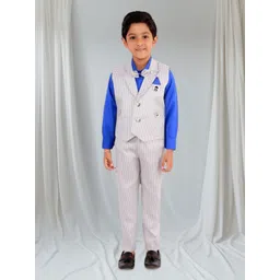 BAESD Boys 3 Piece Single-Breasted Shirt With Trouser & Waistcoat Suit-picture-35