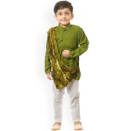 BAESD Boys Band Collar Pure Cotton Kurta With Pyjamas & Dupatta-picture-36