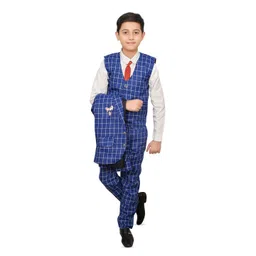 BAESD Boys Checked Single-Breasted 4-Piece Party Suit-picture-23
