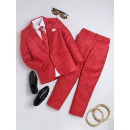 BAESD Boys Checked Single-Breasted Four-Piece Suit-picture-19