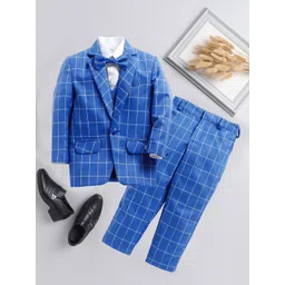 BAESD Boys Checked Single-Breasted Four-Pieces Party Suit-picture-16