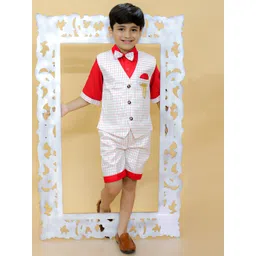 BAESD Boys Checked Waistcoat Shirt, Bow-Tie & Shorts Four-Piece Suit-picture-54