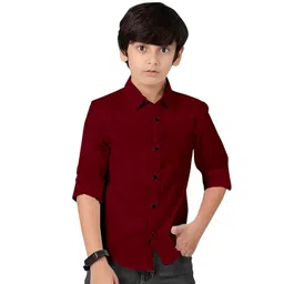 BAESD Boys Cotton Spread Collar Curved Regular Fit Casual Shirt-picture-30