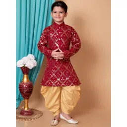 BAESD Boys Embroidered Mandarin Collar Sequinned Straight Kurta with Patiala-picture-37