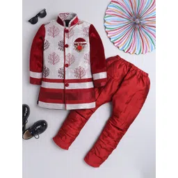 BAESD Boys Embroidered Mandarin Collar	Sherwani Set-picture-39