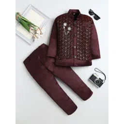 BAESD Boys Embroidered Mandarin Collar Sherwani Set-picture-31