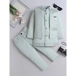 BAESD Boys Embroidered Mandarin Collar Three-Piece Suit-picture-49