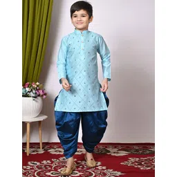 BAESD Boys Embroidered Regular Sequinned Dupion Silk Kurta with Patiala-image-12