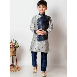BAESD Boys Ethnic Motifs Embroidered Sequinned Straight Kurta with Pyjamas-picture-28