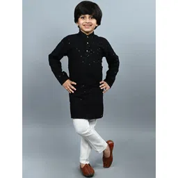 BAESD Boys Ethnic Motifs Embroidered Straight Thread Work Kurta With Pyjama-picture-49